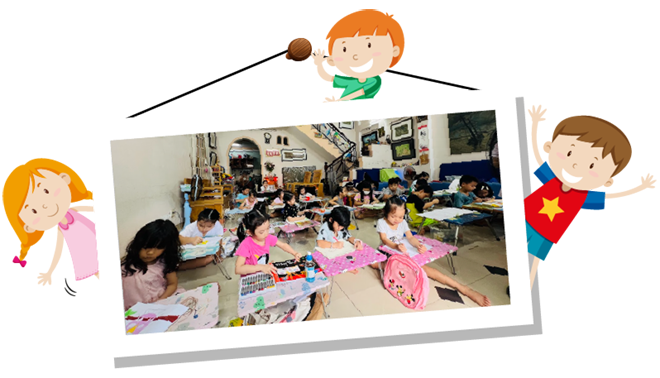 không gian học vẽ tại lớp vẽ green art class ở phường thảo điền thành phố thủ đức