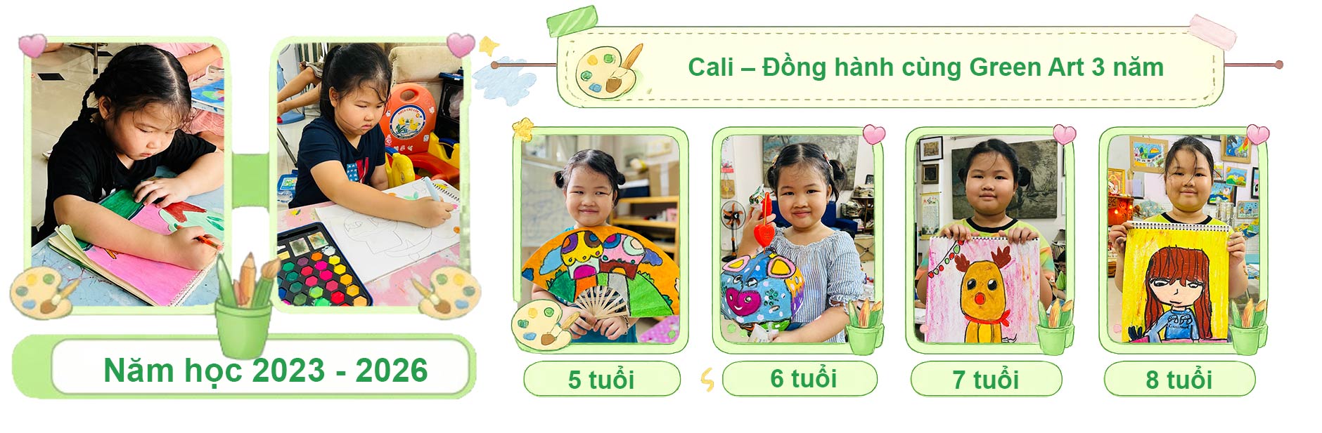 hành trình Cali học vẽ 3 năm tại lớp vẽ thiếu nhi Green Art Class