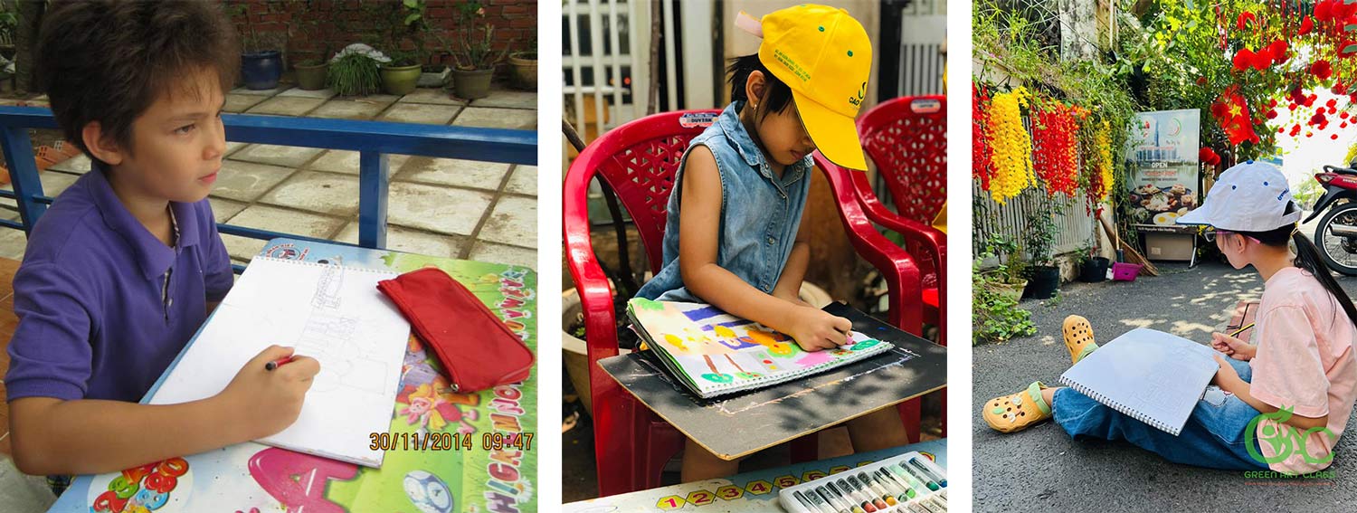 học vẽ ký họa ngoài trời tại lớp học vẽ green art class